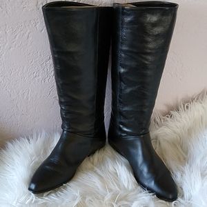 Vintage 100% leather black knee-high boots